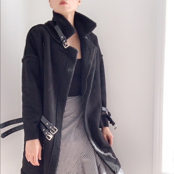 ARABELLE Suede Shearling Jacket Coat - Picture 3 of 4